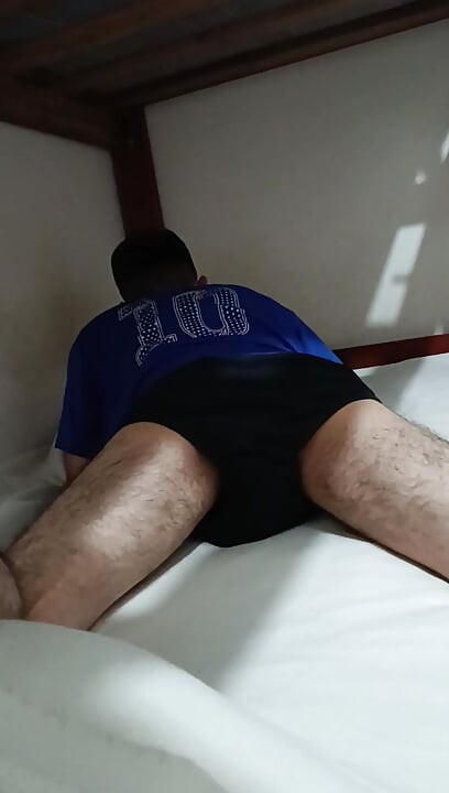 Latin twink fucks pillow in bed