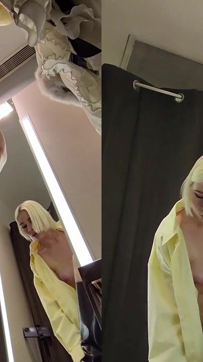 Jaw-dropping moment from "Sexy Blonde with big tits try on haul transparent clothes. Video from public locker room"