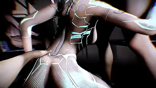 Blue Robot Girl Gets Fucked Hard in a Bus Threesome