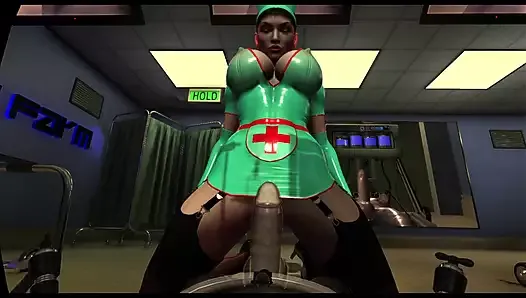 Citor3 3D VRゲームラテックス看護師は、真空ベッドとポンプで船員をポンプします