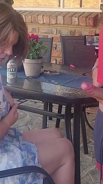 Emotional moment from "Mutual masturbation with my neighbors wife turns into outdoor creampie"