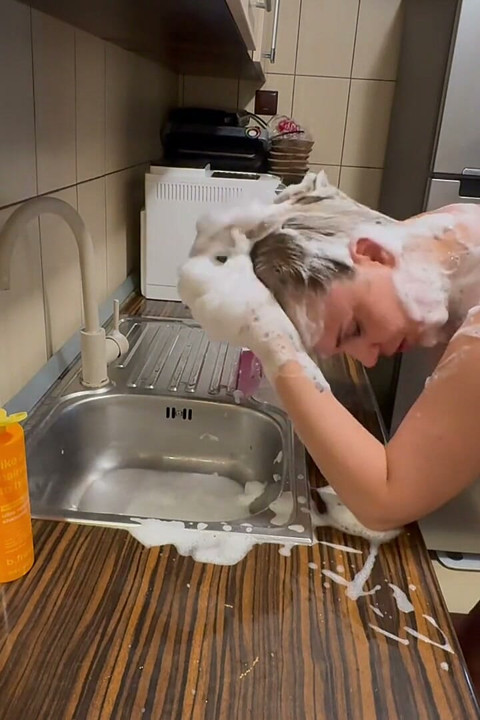 Hair Wash Bent Over the Sink