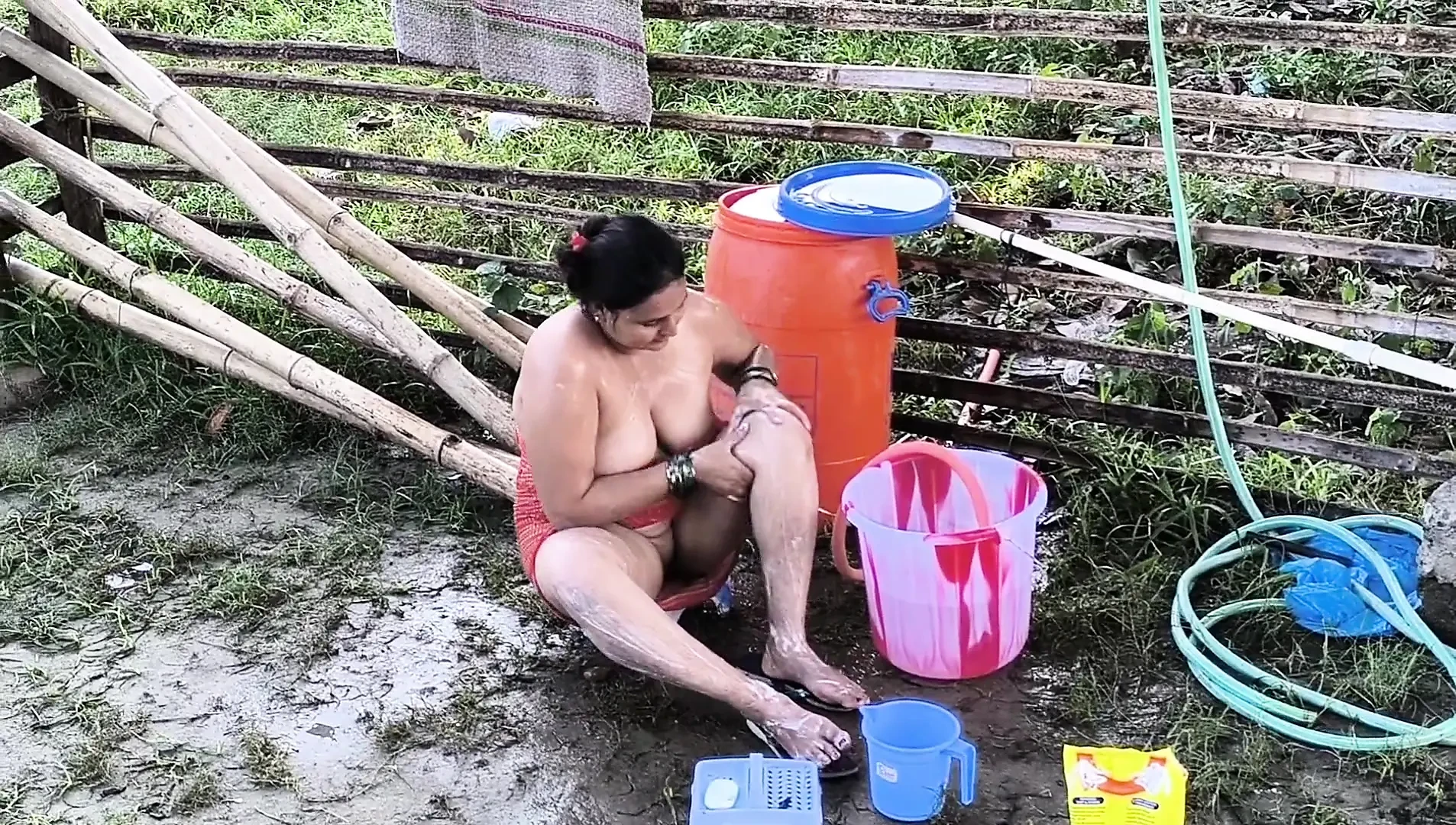 Shower,doggy style,outdoor