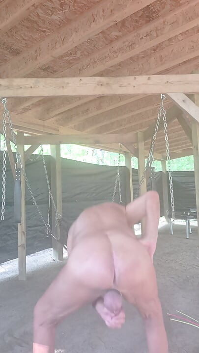 Hot and naked on my swing with a hot gay cock.