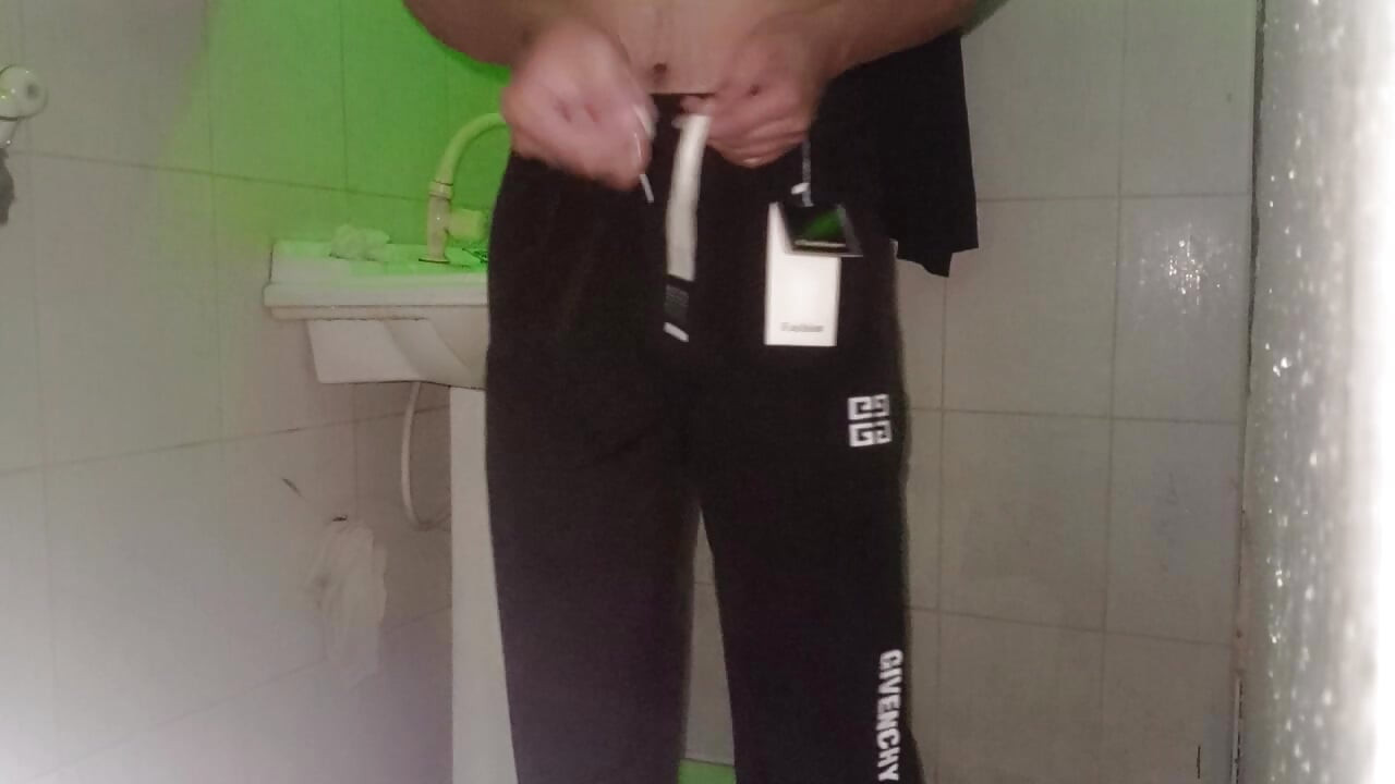 Full scene of taking bath alone in the home bathroom