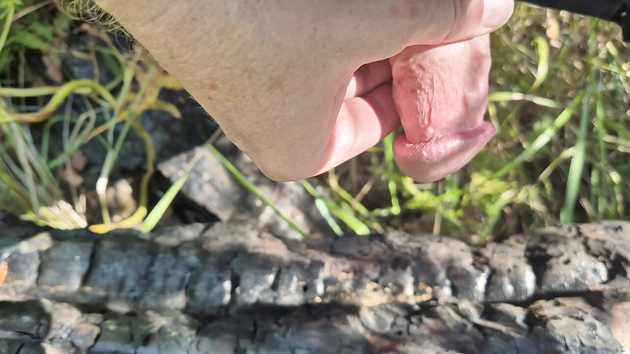 so much delicious sperm - jerking off on burnt tree
