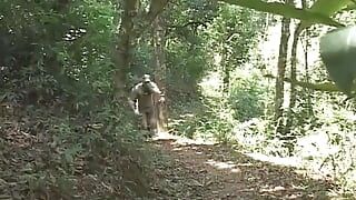 Guy soldiers at a bootcamp fucking hardcore in the woods