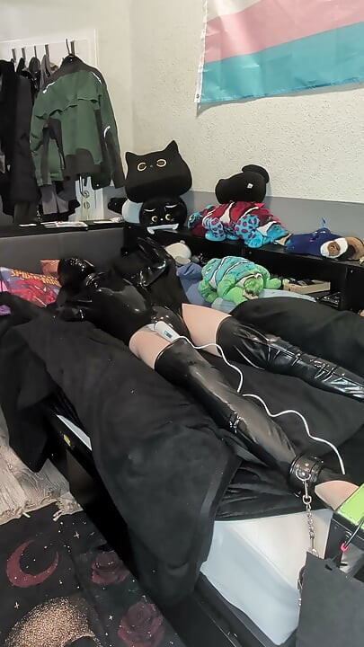 latex bondage with vibrator
