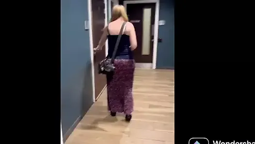 Horny mom drags step son to toilets and makes him cum over her face in Harry Potter studios