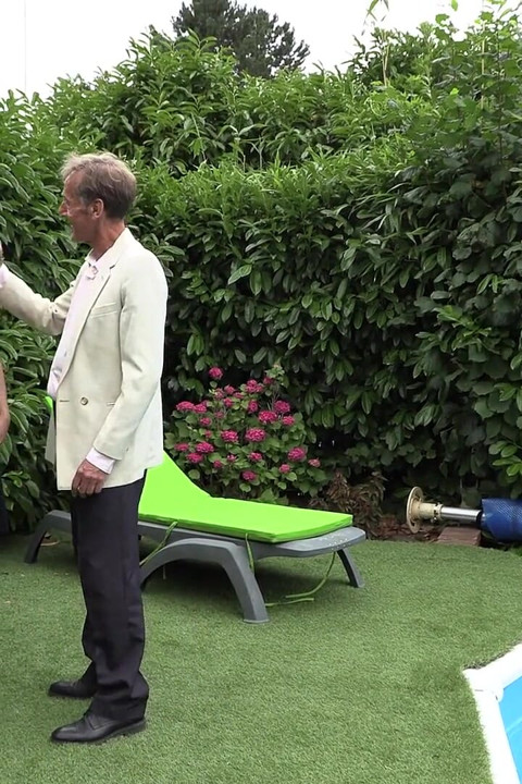 Busty French MILF in Garden Foursome