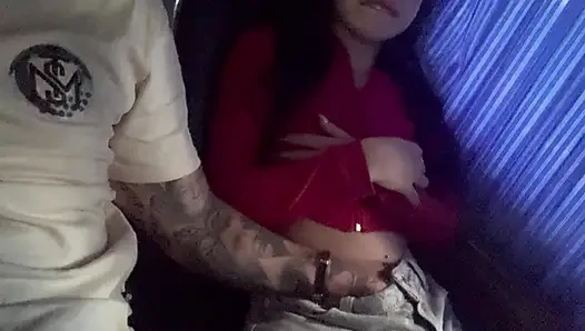 Road to MEDELLIN, jerkoff and fingering pussy with in public service bus