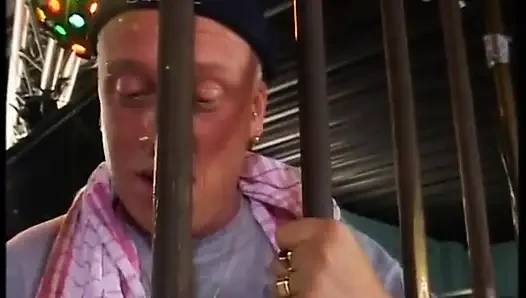 Cute brunette with huge tits fucked by two cocks