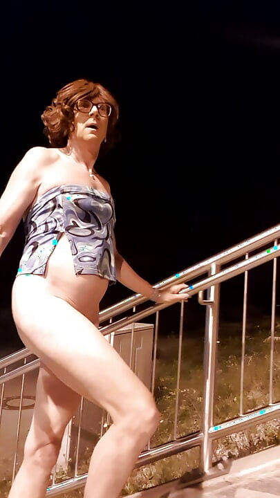 Naked at the station and peeing on the platform