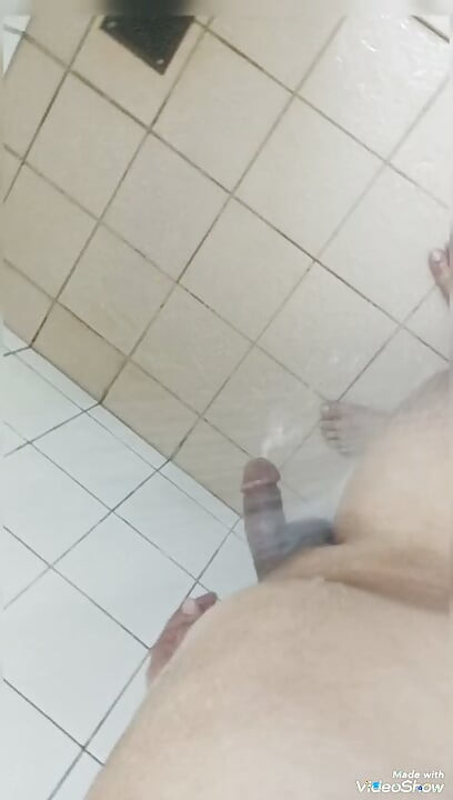 Penis handjob and shower