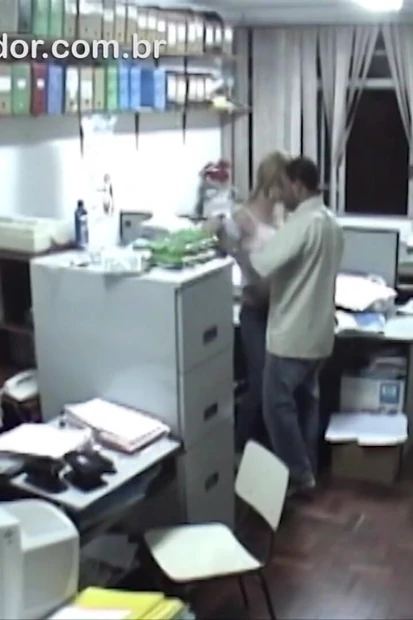 Horny employees having sex in the office after hours