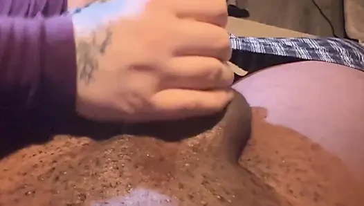 I'm amazed by my stepbrother's huge dick and jerk his dick until he cums