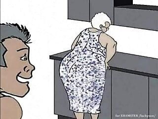 Nonna nera che ama l&#39;anale! cartone animato di animazione!
