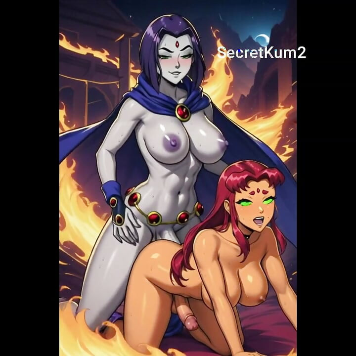 Shemale Demon Raven got pounded by Starfire Tamaraian Huge cock, Alien fucking Ai Generated