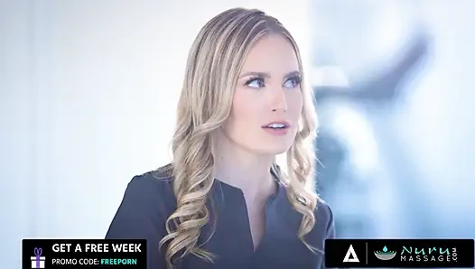 NURU MASSAGE - Hot Masseuse Scarlett Sage Tricked A Rival By Fucking Him During Massage