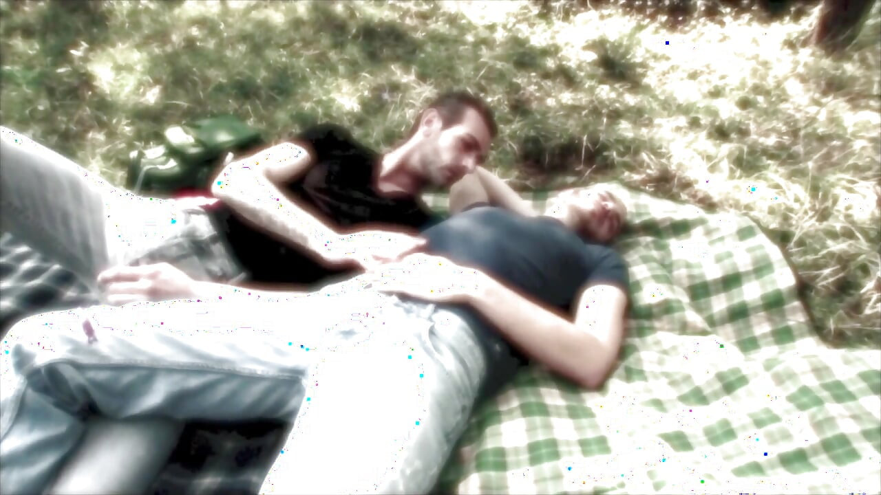 Little gay couple make love on fresh grass