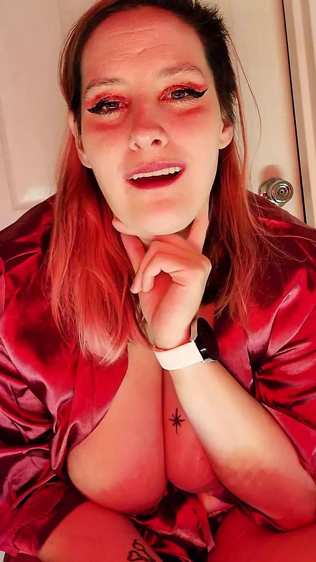 Big tits in a bathrobe twitching as she does an epic squirt