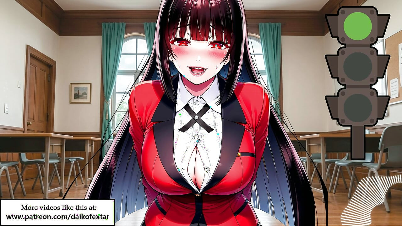 Zöld lámpa, piros lámpa Yumekóval a Kakegurui-ból. Angol hang. JOI hentai.