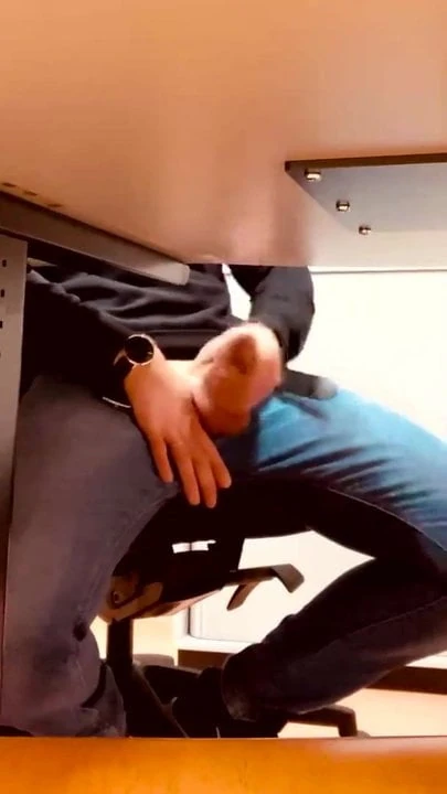 Wanking in library with jeans on