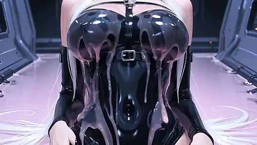 Weiß haariges Elfen Anime Mädchen, fickt rosa schleim