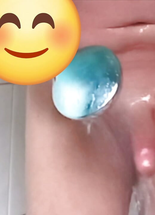Soapy stroking in the shower