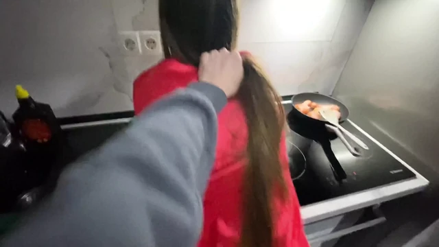 Stepbrother Fucks Stepsister in the Kitchen While She's Cooking