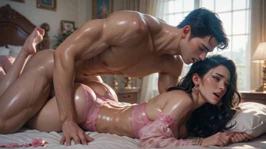Mary fucking in the bedroom wearing pink lingerie (PleasureSex16)