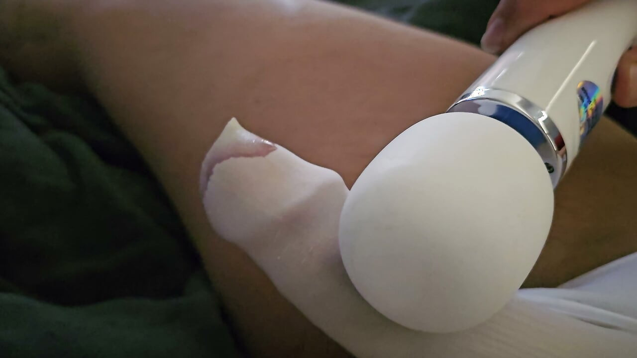 Filling white panties with cum.
