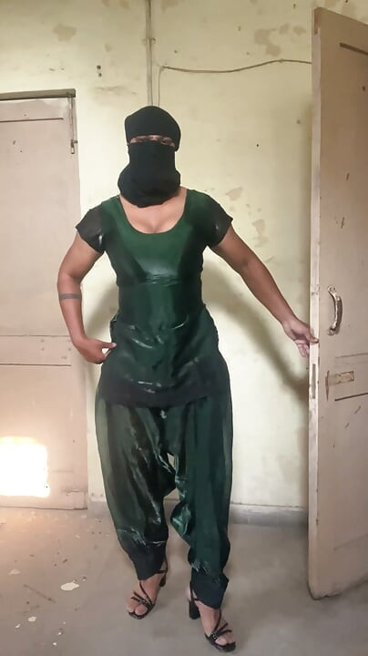 shiny silky crossdresser outfit suit salwar desi