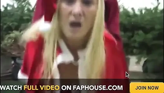 Cosplay fuck session with Santa. Mrs Clause, sucking his cock, fucking him and bent over