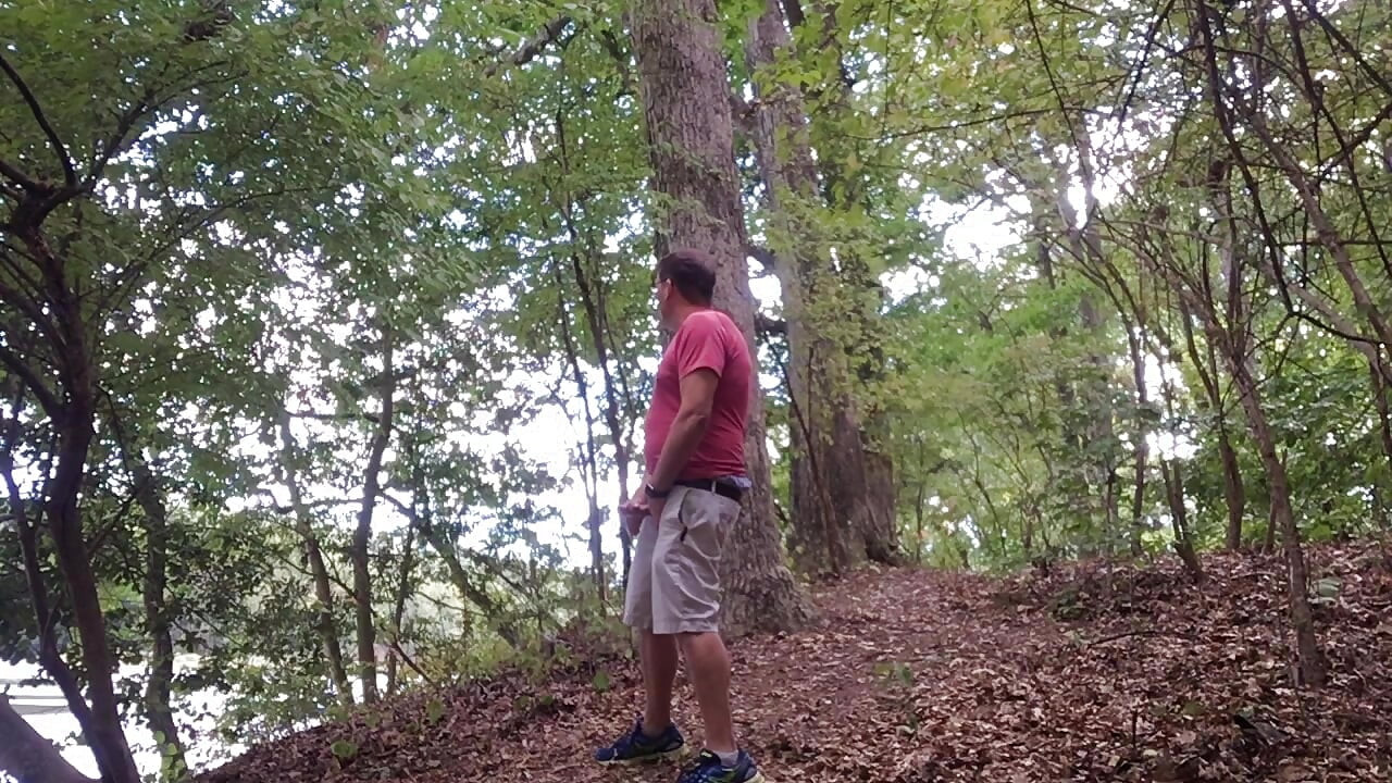 Public Woods Jerk Off on Hiking Trail, Zipper Flash, Hard Cock Stroking, Big Cumshot and Face