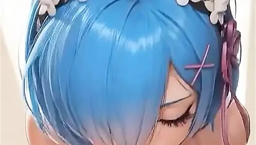 IA Rem (Re:Zero) делает дрочку ногами, получает камшот на ее ступни, скачет в стиле наездницы, и заканчивает минетом и камшотом на лицо