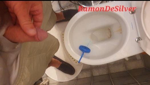 Master Ramon horny pisses his golden champagne in slave toilet