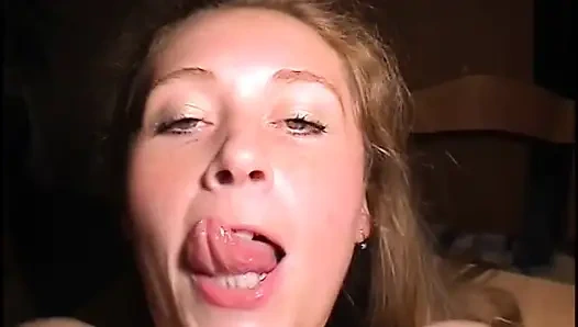 Blonde teen fulfilling her food fetish before getting fucked