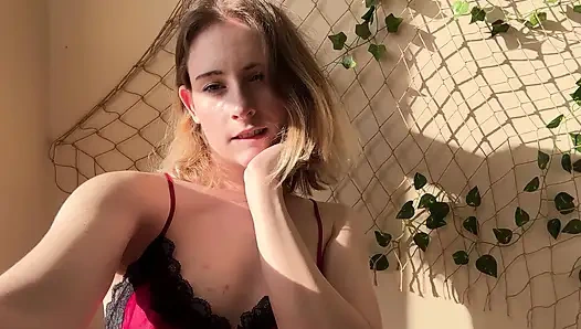 Sunny red pajama pixie - ıslak dildo ibadeti için vibratörle azdırıyor