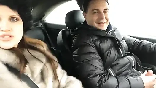 Road trip for Diva Del Tubo and Andrea Dipre jerking off his cock behind...