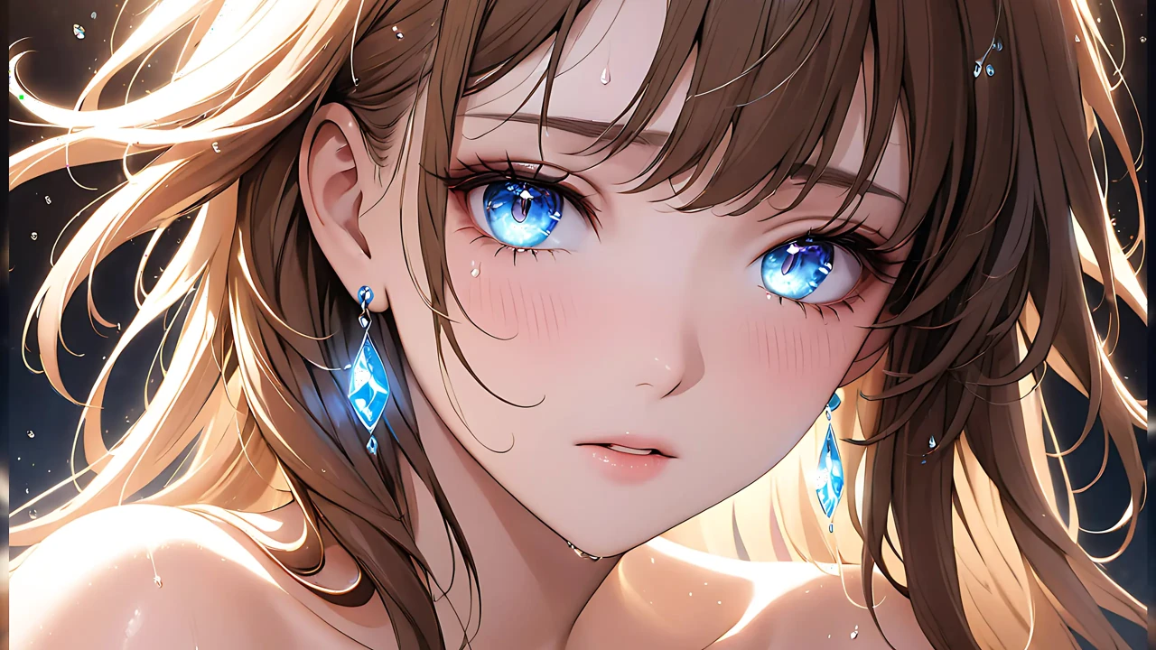 Ethereal Emotion - Ai Girl with Glowing Tears in an Intimate Close-up