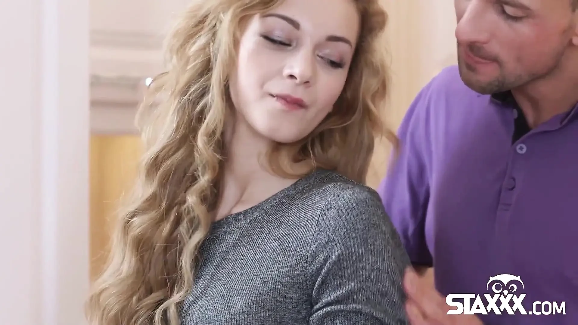 Blonde teenager takes a cock in the kitchen