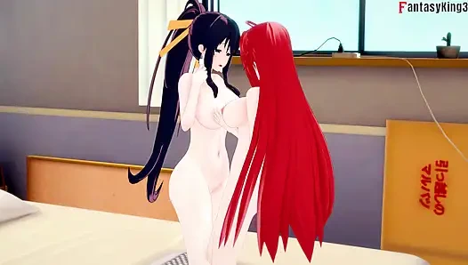 Rias Gremory ve Akeno ateşli üçlü seks - dxd ntr madness series