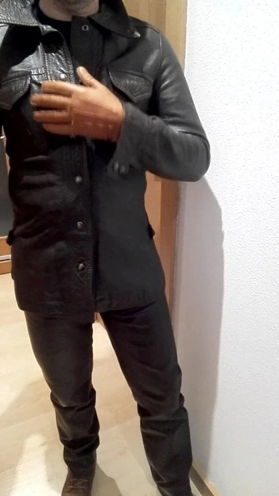 Leather gloves, trouser, and pants