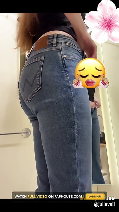 Trying on Tight Jeans in Fitting Room - Want to Be My Secret Peeker?