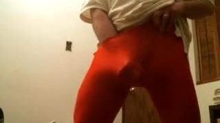 Red Pantyhose cumshot