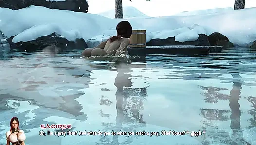 Conan Fickt Saoirse in Heißen Quellen - Drückt Ihre Massiven Titten Und Hämmert Ihren Fetten Arsch in Dampfendigem Wasser