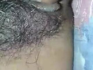 Close-up, hairy Indian pussy masturbation