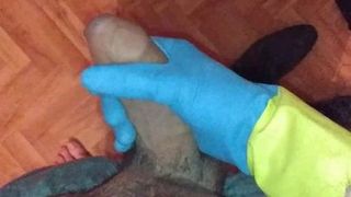 I guanti di gomma si masturbano