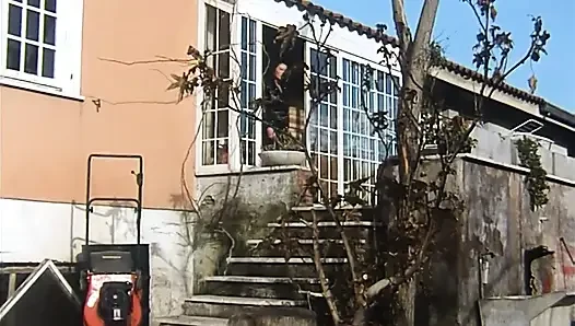 Hairy cock in hairy pussy licking sucking in the garden